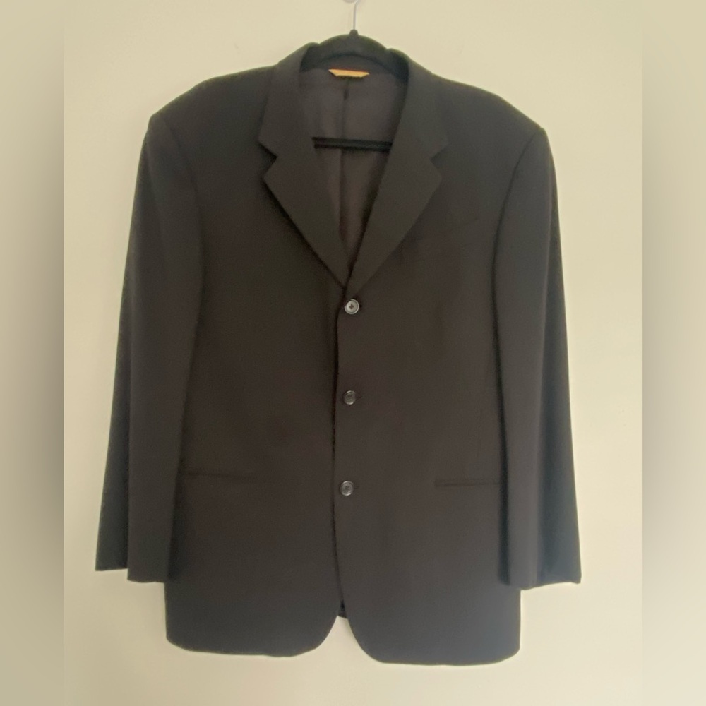 VTG Donna Karen Signature Made In Italy Blazer Jacket Black 100%Wool Short 40/33